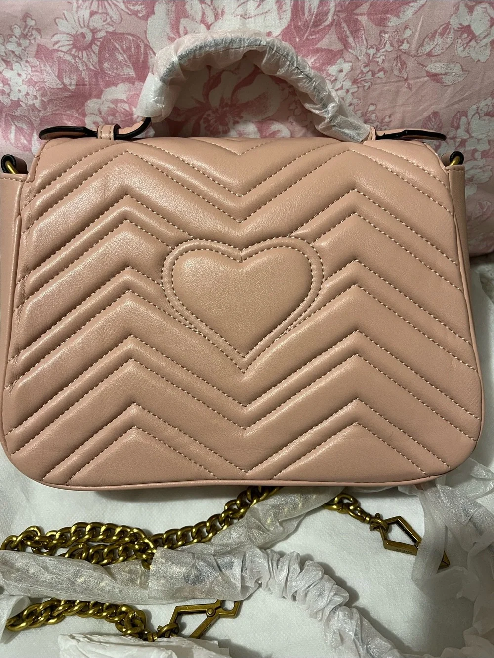 Inspired Pink Leather Quilted Top-Handle Bag